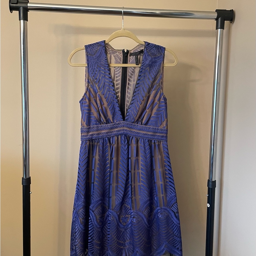 BCBGMaxAzria Blue Lace V-Neck Kellyn Dress